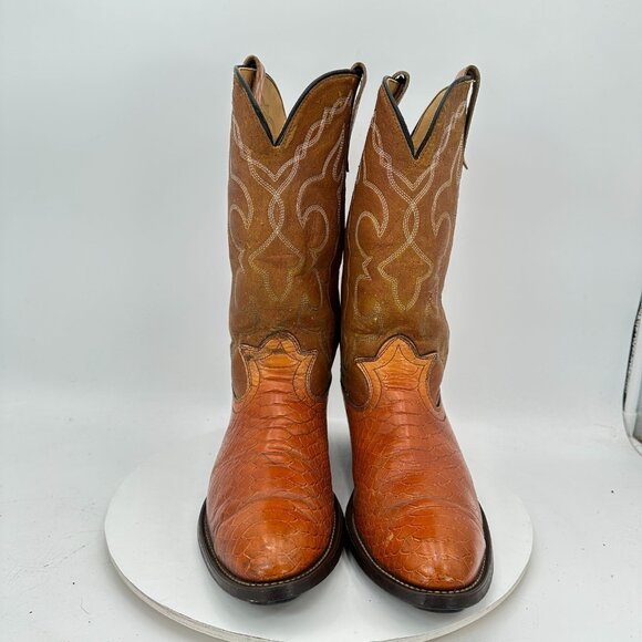 Laredo Men Size 10D 91490 Brown Two Color Leather Rodeo Cowboy Western Boot - Picture 2 of 14